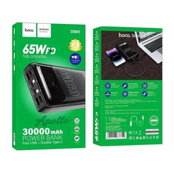 Фото Повербанк 30000mAh Hoco DВ81 Apollo PD22.5W PD65W Black  - Магазин MASMART