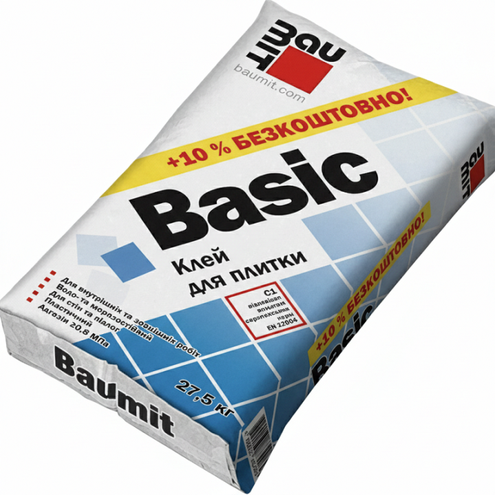 Фото Клей для плитки Baumit Basic 27,5 кг - Магазин MASMART