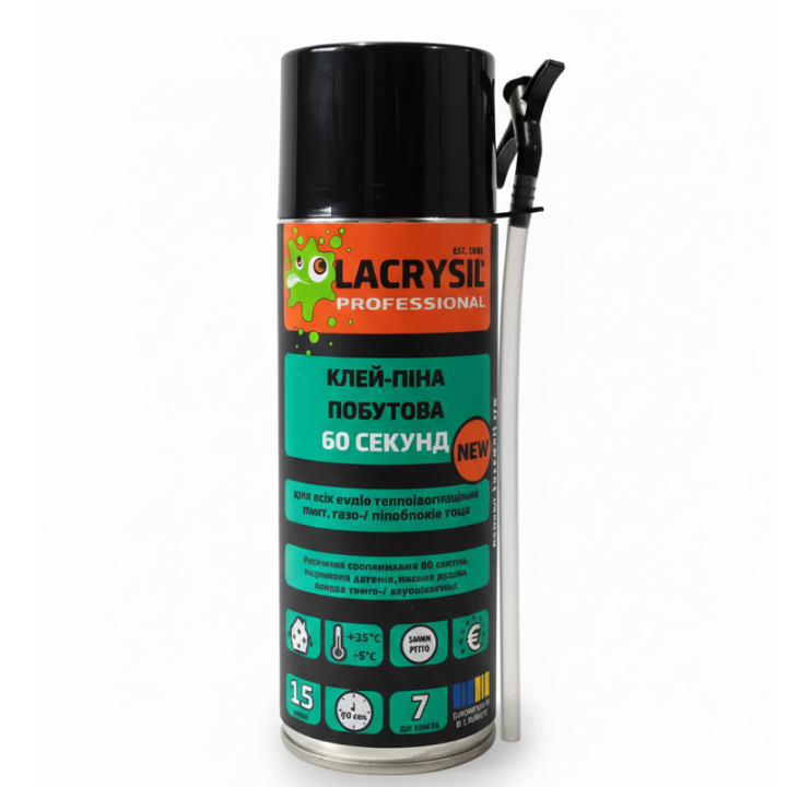 Фото Клей-піна побутова Lacrysil 60сек 320мл ручна - Магазин MASMART