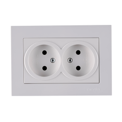 Фото Розетка двойная без заземления Arvia Electric Karen белая  - Магазин MASMART
