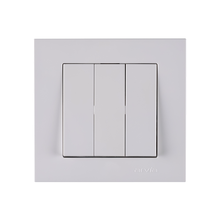 Фото Вимикач триклавішний Arvia Electric Karen білий - Магазин MASMART