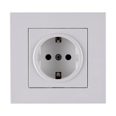Фото Розетка одинарна із заземленням Arvia Electric Karen біла  - Магазин MASMART