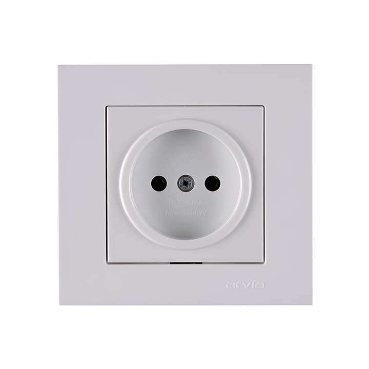 Фото Розетка одинарна без заземлення Arvia Electric Karen біла - Магазин MASMART