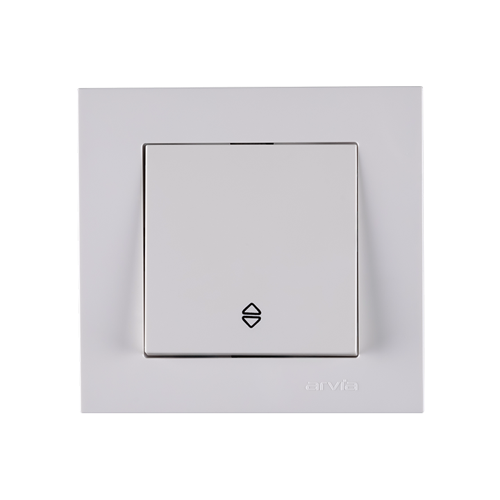 Фото Выключатель одноклавишный проходной Arvia Electric Karen белый - Магазин MASMART