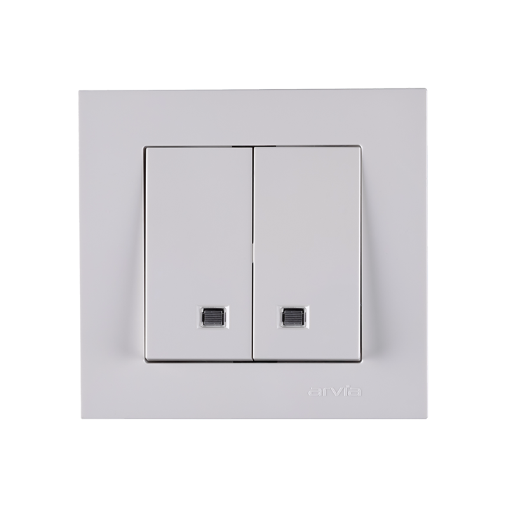 Фото Вимикач двоклавішний з підсвіткою Arvia Electric Karen білий - Магазин MASMART