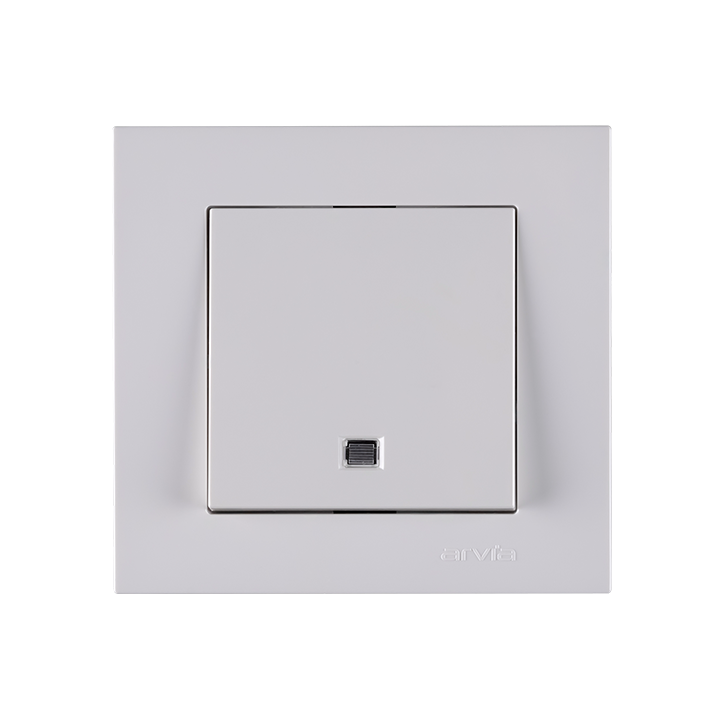 Фото Выключатель одноклавишный с подсветкой Arvia Electric Karen белый - Магазин MASMART