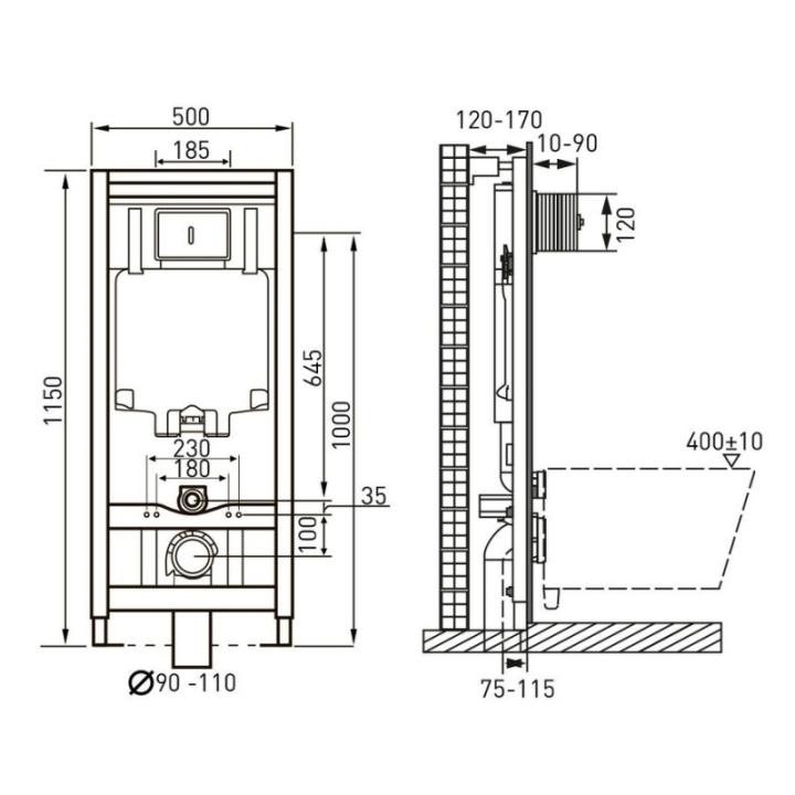 Фото Комплект установки Volle Master Neo с унитазом Leon Rimless Slim slow-closing (141919+13-11-160)  - Магазин MASMART