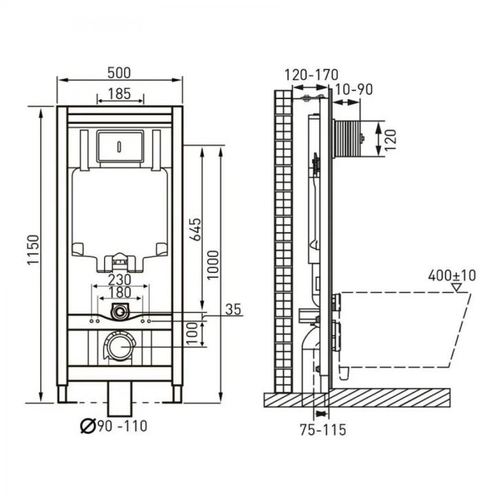 Фото Комплект инсталляции Volle Master с унитазом Leon Rimless Slim (141515+13-11-160)  - Магазин MASMART
