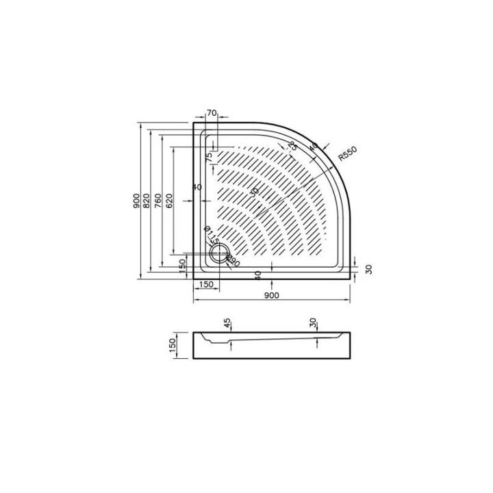 Фото Піддон акриловий Koller Pool Round 90х90х14 см  - Магазин MASMART