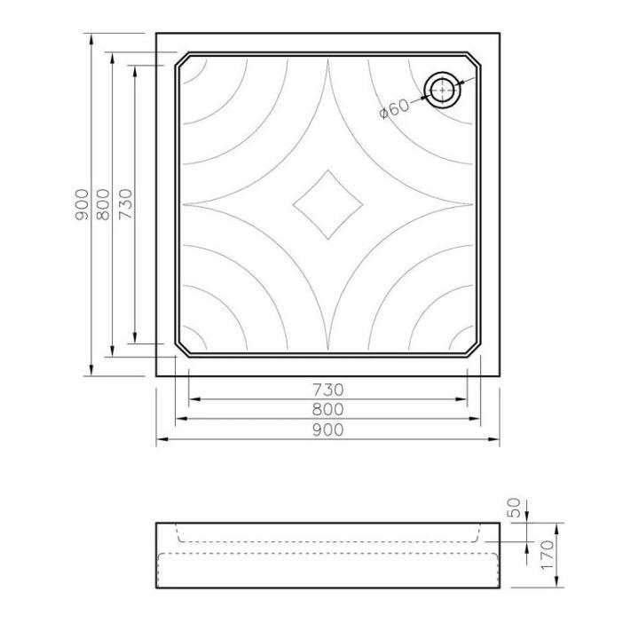 Фото Поддон акриловый Koller Pool Grace 90х90х17см  - Магазин MASMART