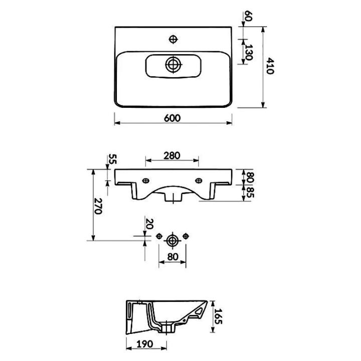 Фото Тумба Cersanit Lara с умывальником Mille Slim 60 серый S801-358 (СЕТ B386)  - Магазин MASMART
