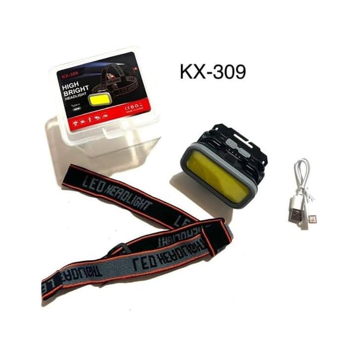 Фото Фонарь наголовный аккумуляторный Headlight KX-309 COB(white+red) 1x18650 ЗУ Type-C Box  - Магазин MASMART