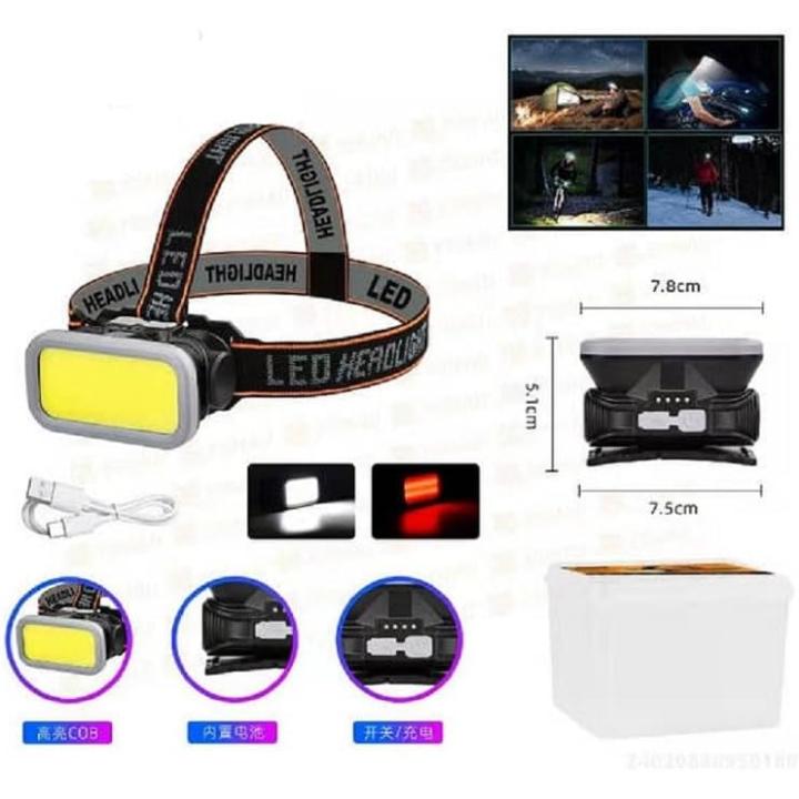 Фото Фонарь наголовный аккумуляторный Headlight KX-309 COB(white+red) 1x18650 ЗУ Type-C Box  - Магазин MASMART