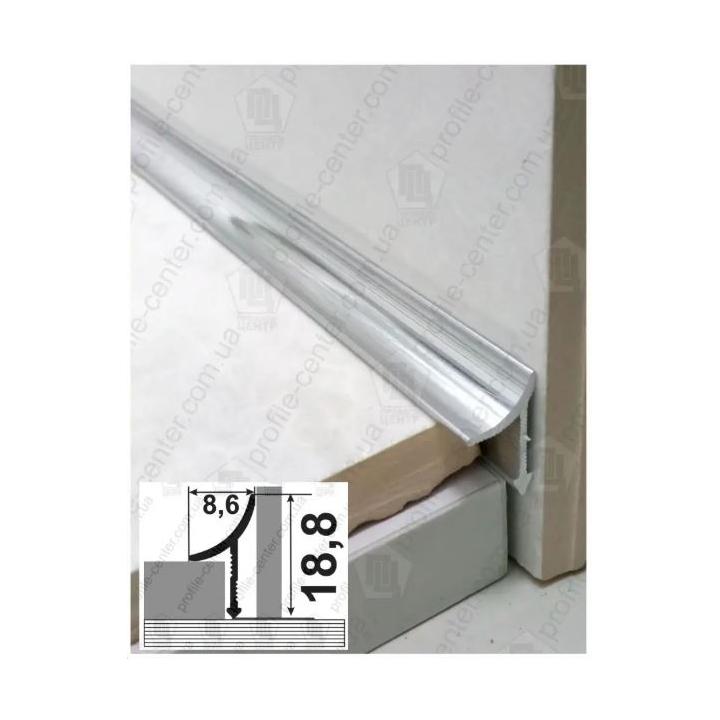 Фото Профіль для плитки АВП алюмінієвий внутрішній полірований 2,7 м срібло  - Магазин MASMART