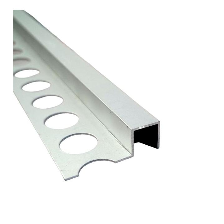 Фото Профиль для плитки АДБ 10 алюминиевый декоративный бордюр П-образный 2,7 м серебро матовое - Магазин MASMART
