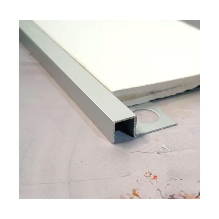 Фото Профіль для плитки АДБ 12 алюмінієвий декоративний бордюр П-подібний 2,7 м срібло матове  - Магазин MASMART