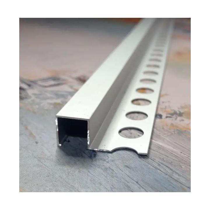 Фото Профиль для плитки АДБ 12 алюминиевый декоративный бордюр П-образный 2,7 м серебро матовое - Магазин MASMART