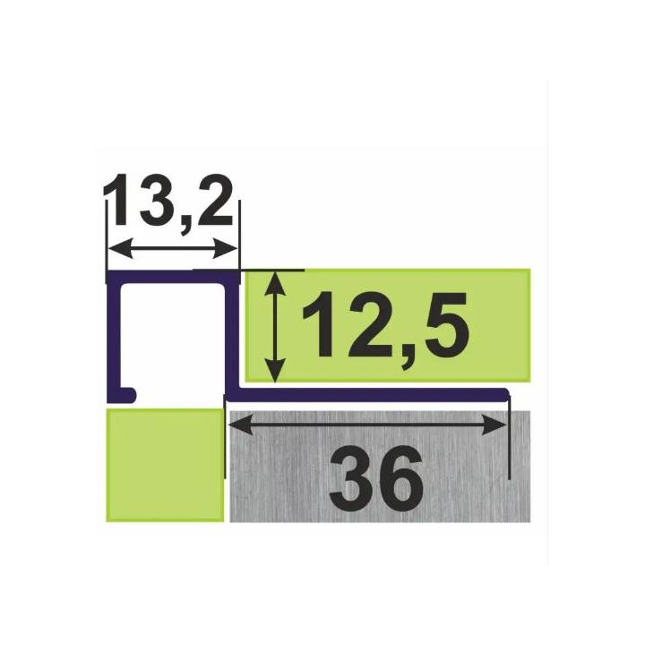 Фото Профиль для плитки АДБ 12 алюминиевый декоративный бордюр П-образный 2,7 м серебро матовое  - Магазин MASMART