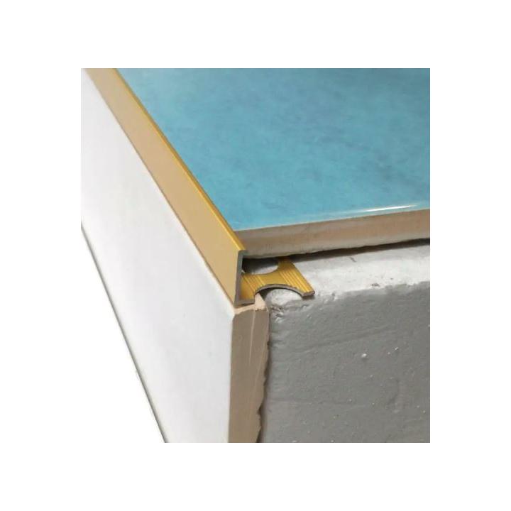 Фото Профиль для плитки АП 012 алюминиевый золото 2,7 м Г-образный наружный торцевой  - Магазин MASMART