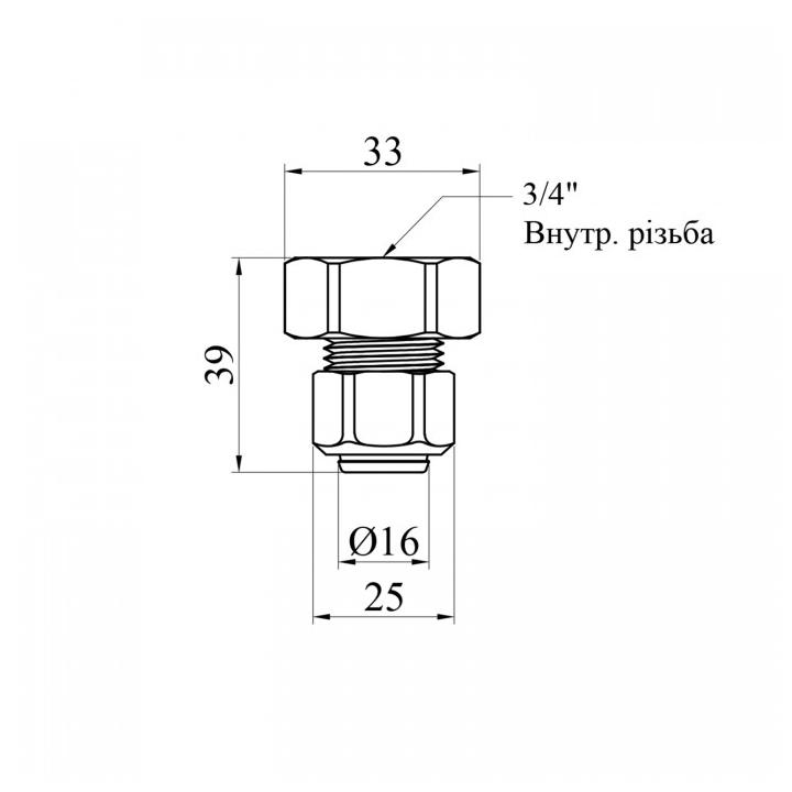 Фото Муфта (розбірна) Karro 16х3/4"В KR-0521 нікельована  - Магазин MASMART