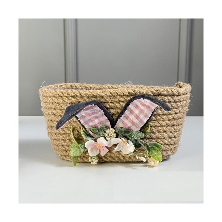 Фото Кашпо овальне з джгута з вушками 23 см (колір в асортименті)  - Магазин MASMART