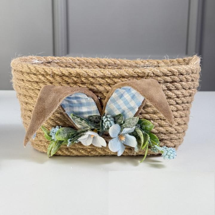 Фото Кашпо овальне з джгута з вушками 23 см (колір в асортименті)  - Магазин MASMART