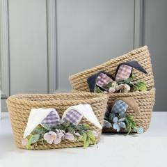 Фото Кашпо овальне з джгута з вушками 23 см (колір в асортименті)  - Магазин MASMART