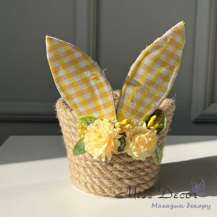 Фото Кашпо кругле з джгута з вушками 12 см (колір в асортименті)  - Магазин MASMART