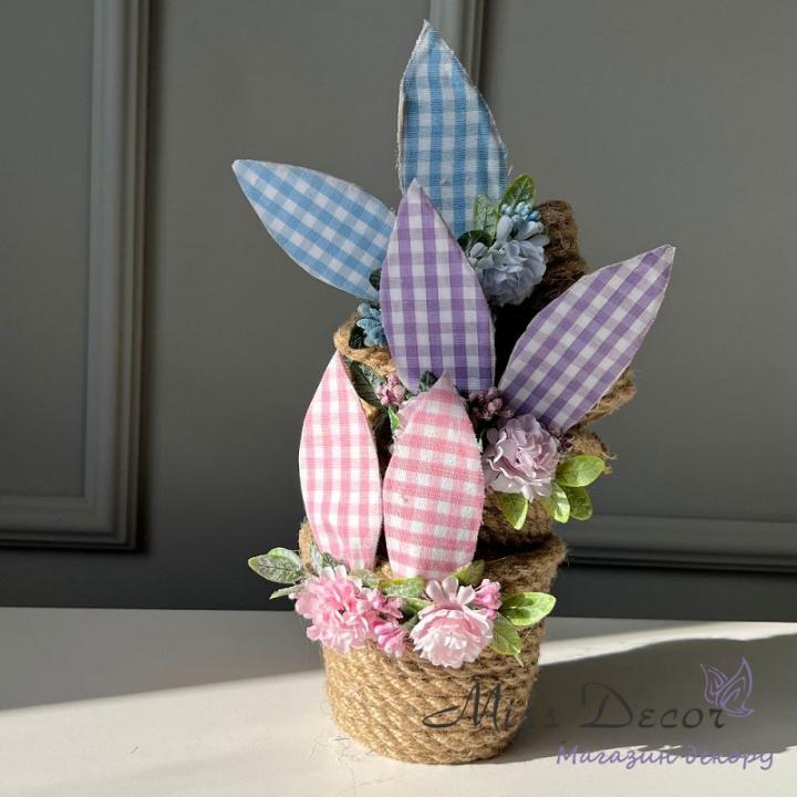 Фото Кашпо круглое из жгута с ушками 12 см (цвет в ассортименте)  - Магазин MASMART