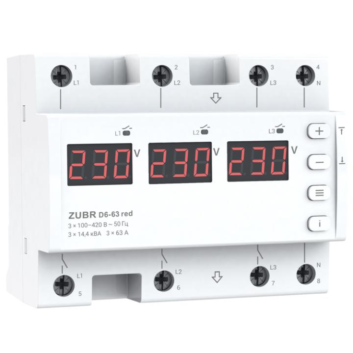 Фото Реле напруги ZUBR D6-63 63A red - Магазин MASMART