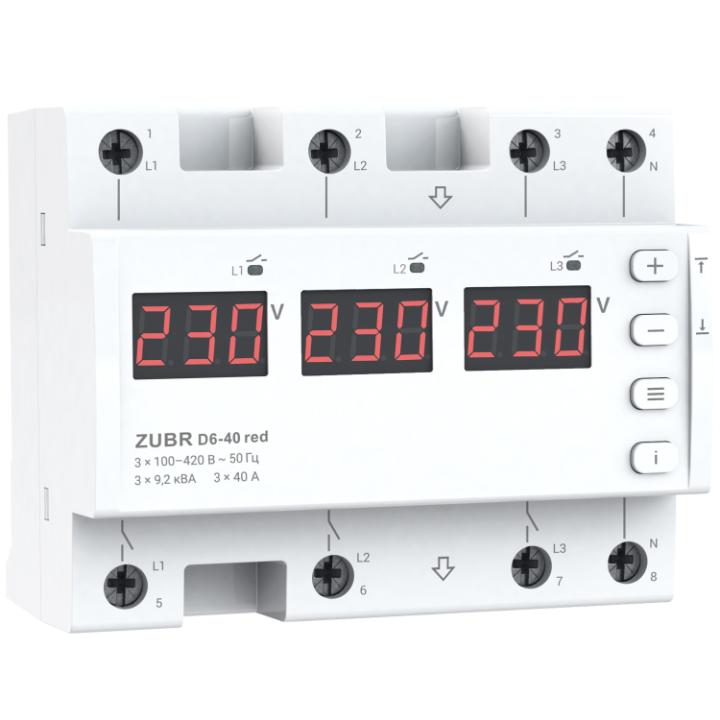 Фото Реле напряжения ZUBR D6-40 40А red - Магазин MASMART