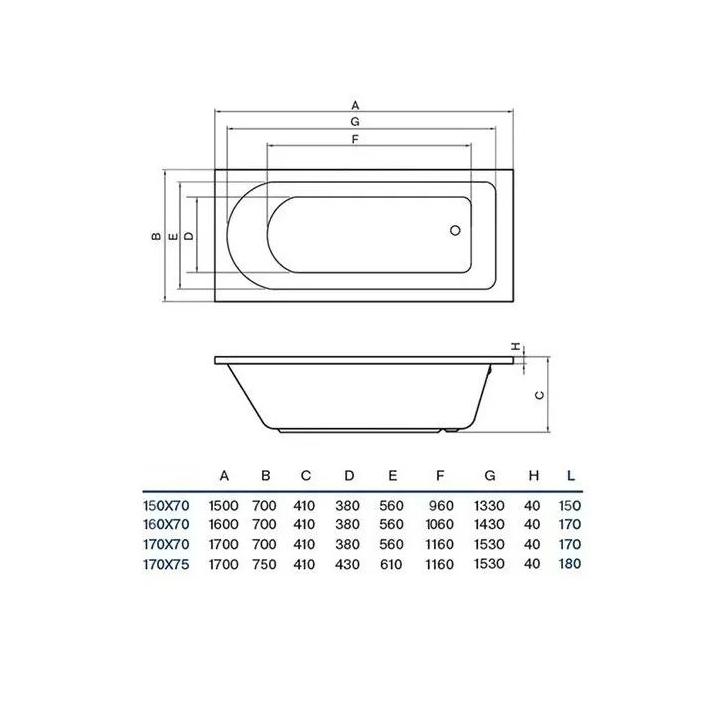 Фото Ванна акрилова Koller Pool Dakota 170x75 см (ніжки в комплекті)  - Магазин MASMART