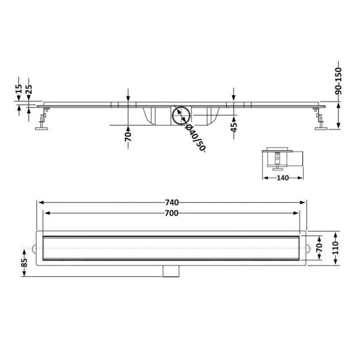 Фото Душевой трап Qtap Taurus Tile700 (45771)  - Магазин MASMART