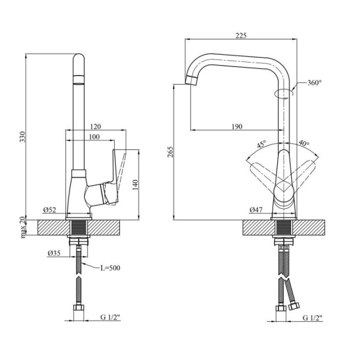 Фото Смеситель для кухни Kroner KRM Elbe-C030  - Магазин MASMART