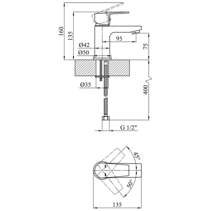 Фото Смеситель для умывальника Kroner KRP Brocken-C010  - Магазин MASMART