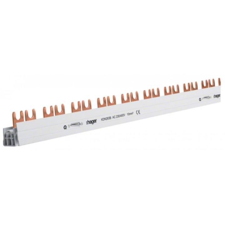 Фото Шина соединительная вилочная 2-полюсная на 57 модулей, с изоляцией, 10мм2 Hager KDN263B - Магазин MASMART