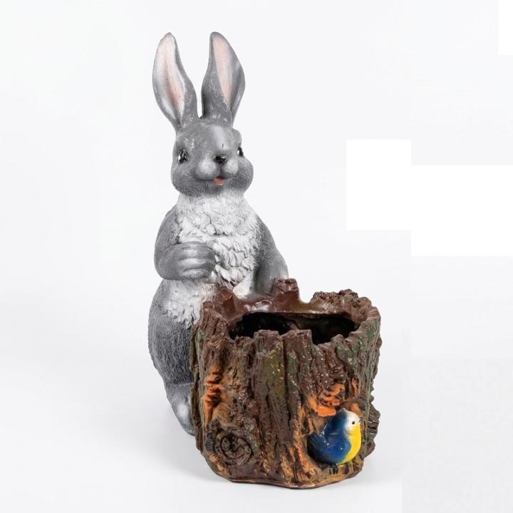 Фото Фігура садова Кроленя з пеньком 40х24х40 см (801)  - Магазин MASMART