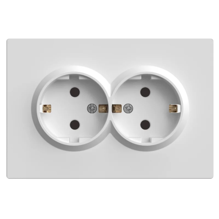 Фото Механизм двойной розетки с заземлением 16А Ardero Soft ER122-W белый - Магазин MASMART