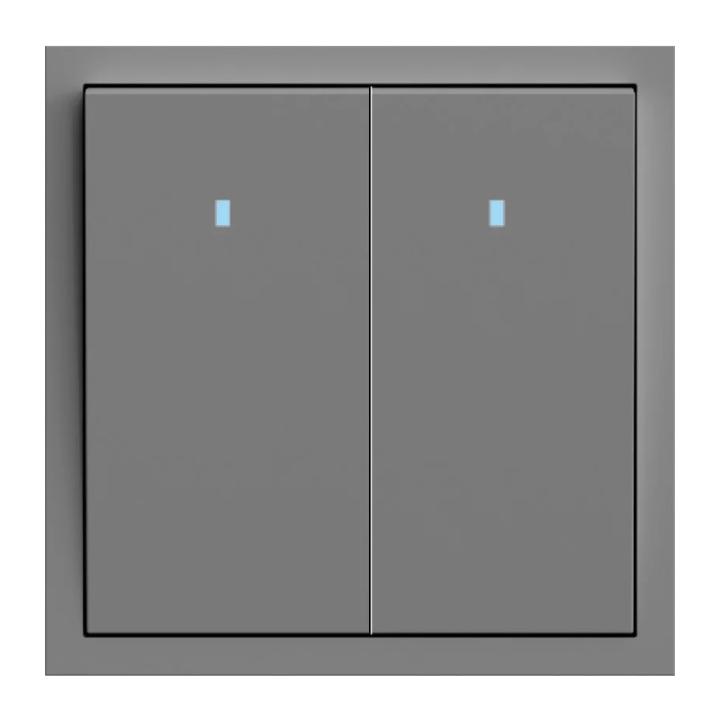 Фото Механизм выключателя двухклавишный с подсветкой Ardero Soft EV112L-G серый - Магазин MASMART