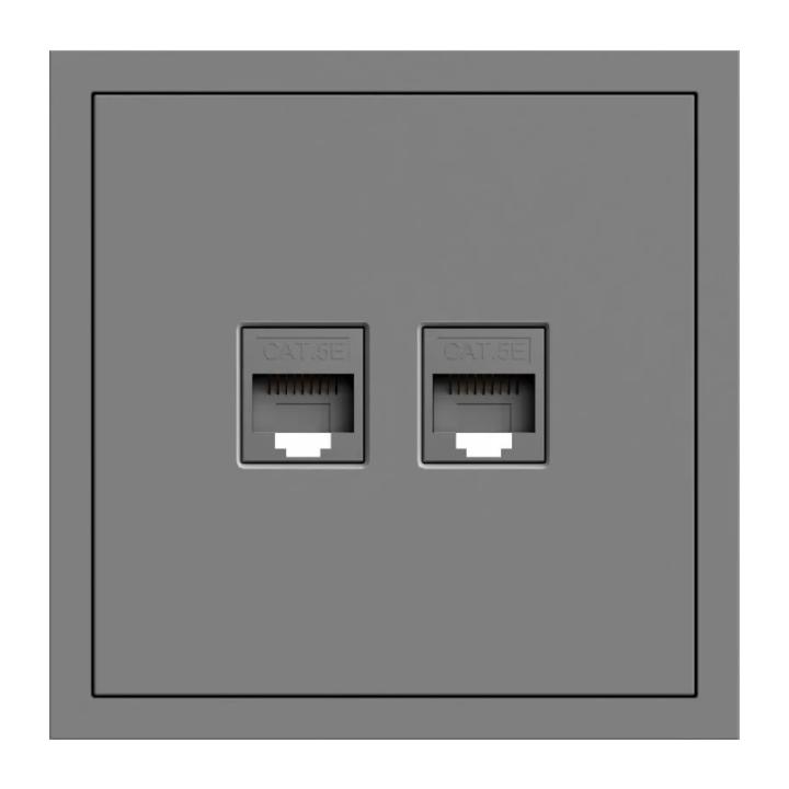 Фото Механізм подвійної комп’ютерної розетки Ardero Soft ER152PC-G сірий - Магазин MASMART