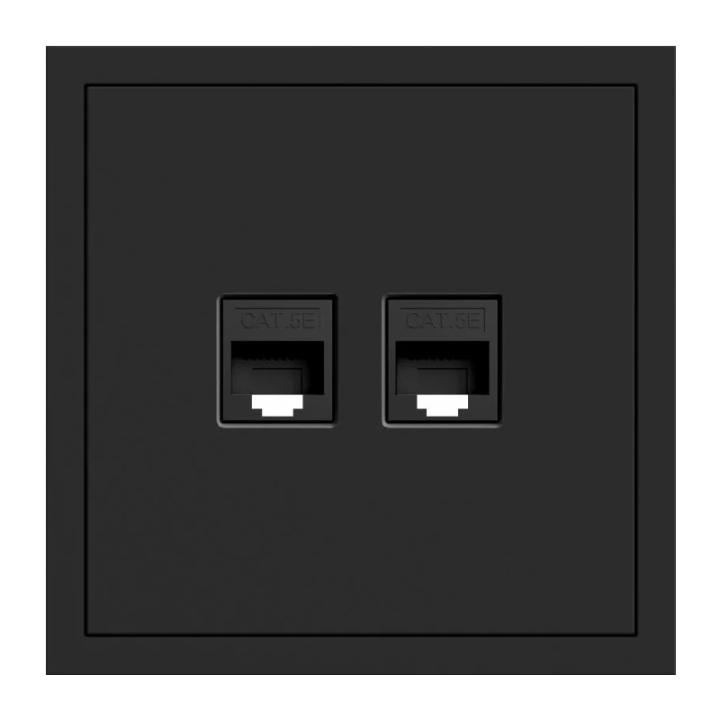 Фото Механизм двойной компьютерной розетки Ardero Soft ER152PC-B черный - Магазин MASMART