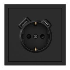 Фото Механизм розетки с заземлением 16А с USB-A 18W и Type-C...  - Магазин MASMART