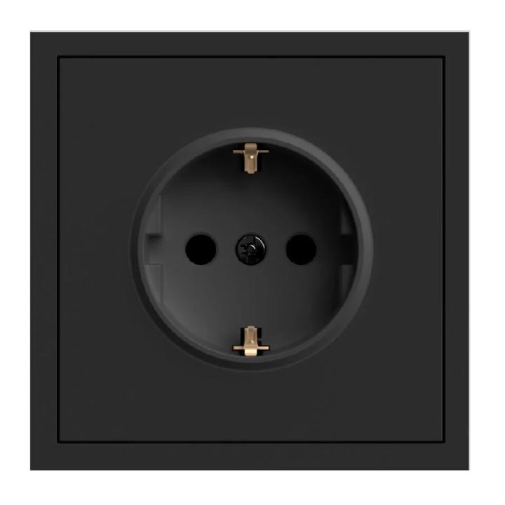 Фото Механизм розетки с заземлением 16А Ardero Soft ER121-B черный - Магазин MASMART