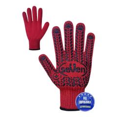 Фото Перчатки трикотажные красные с ПВХ-точкой Seven 1-й сорт...  - Магазин MASMART