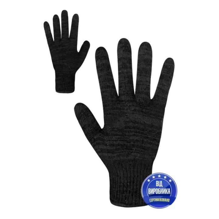 Фото Перчатки трикотажные черные двойные утепленные Seven 10-й размер - Магазин MASMART
