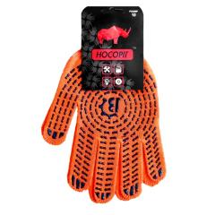 Фото Рукавички трикотажні помаранчево-чорні з ПВХ-крапкою...  - Магазин MASMART