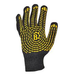Фото Перчатки трикотажные черно-желтые с ПВХ-точкой Носорог...  - Магазин MASMART