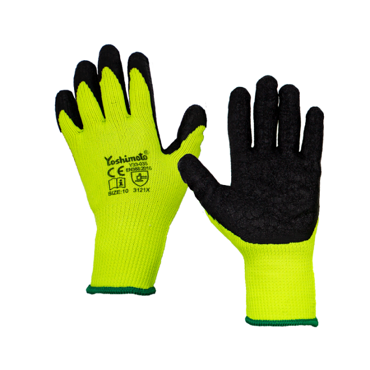 Фото Рукавички утеплені зелені з чорним латексним покриттям Yoshimoto Y33-038 10-й розмір - Магазин MASMART