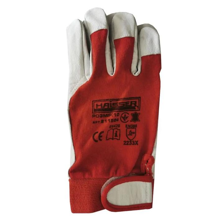 Фото Перчатки комбинированные, кожа+ткань, эластичная застежка Haisser 10-й размер (211524)  - Магазин MASMART