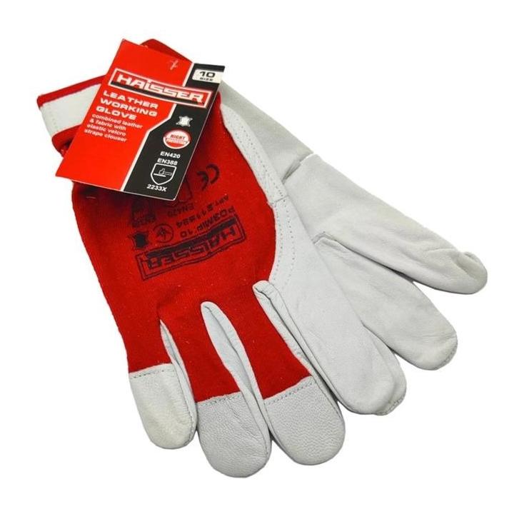 Фото Рукавички комбіновані, шкіра+тканина, еластична застібка Haisser 10-й розмір (211524) - Магазин MASMART